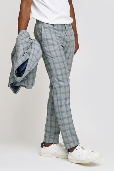 Pantalon de costume slim motif carreau fenêtre