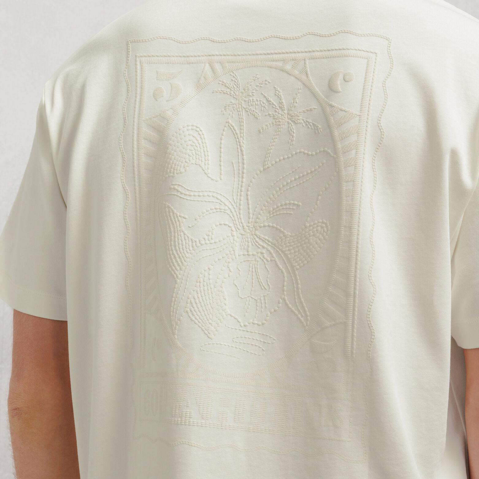 Tee shirt col rond relax imprim&eacute; dos timbre