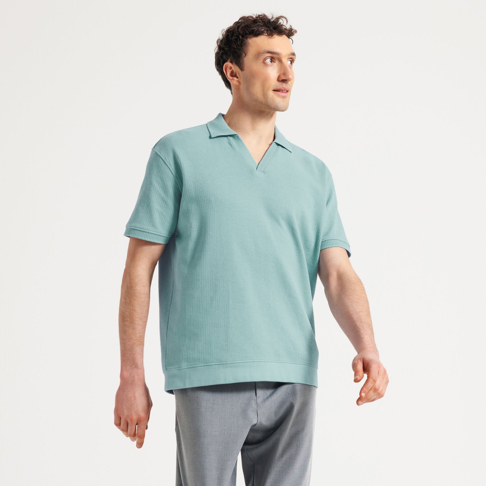 Polo korte mouwen met resortkraag in ribstof