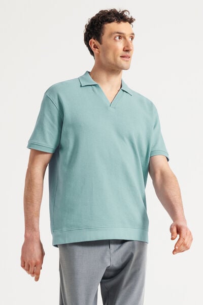 Polo korte mouwen met resortkraag in ribstof