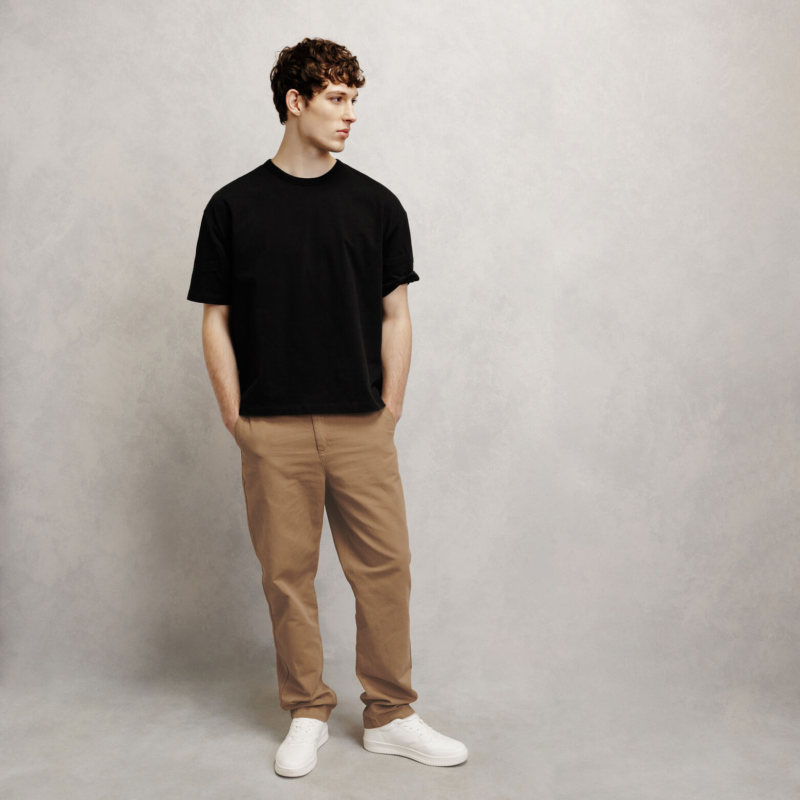 Loose fit broek in katoen en linnen