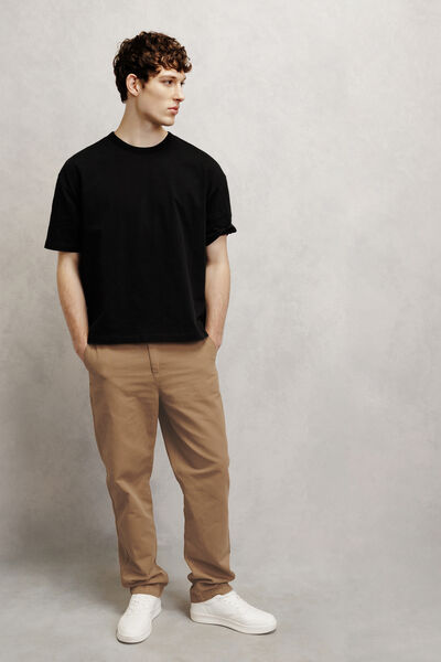 Loose fit broek in katoen en linnen