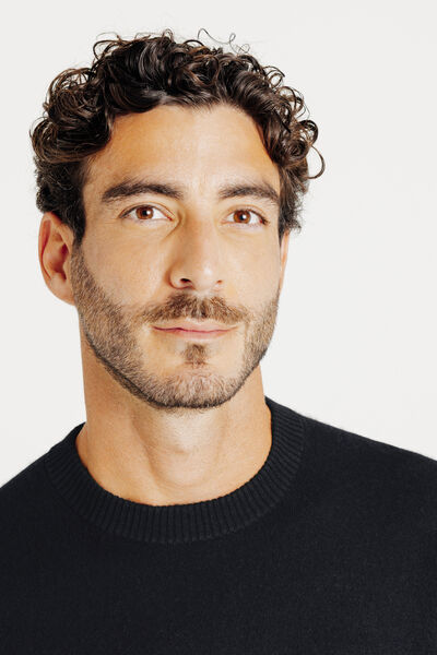 Trui ronde hals in merinos kasjmier