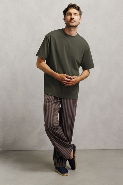 Tee shirt col rond relax imprim&eacute; dos timbre