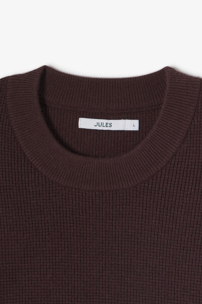 Pull col rond jeux de points fantaisie