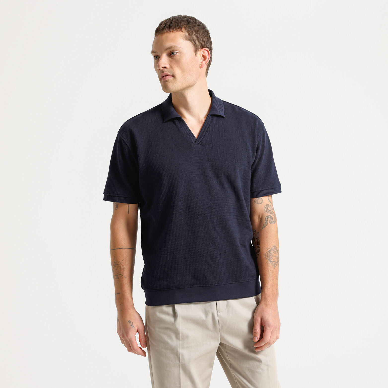 Polo korte mouwen met resortkraag in ribstof