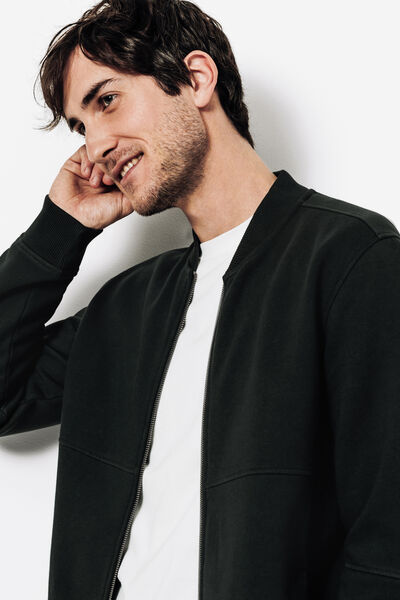 Sweat zipp&eacute; mati&egrave;re effet d&eacute;lav&eacute;