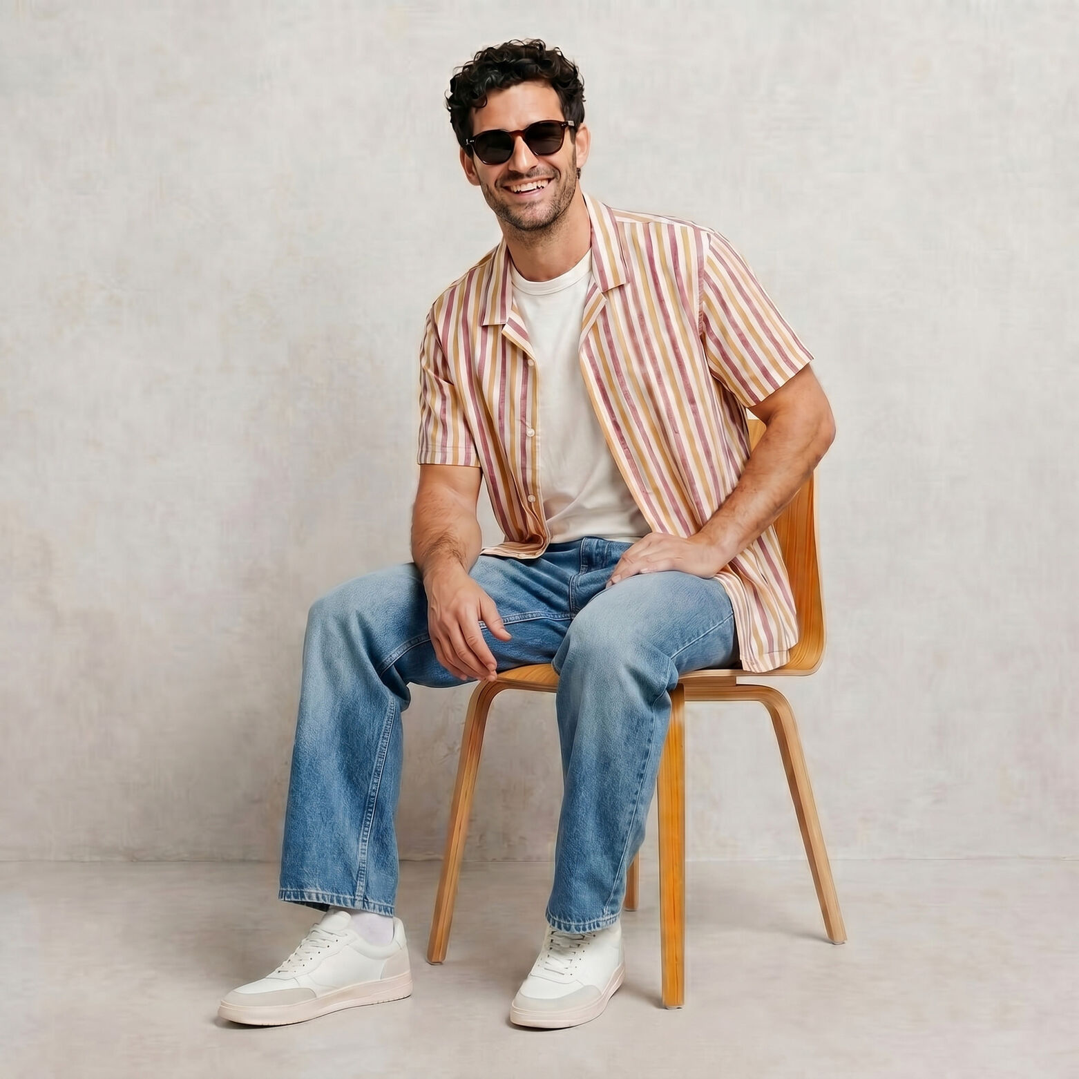 Regular fit gestreept overhemd met korte mouw van 