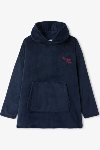 Sweat plaid à capuche brodé