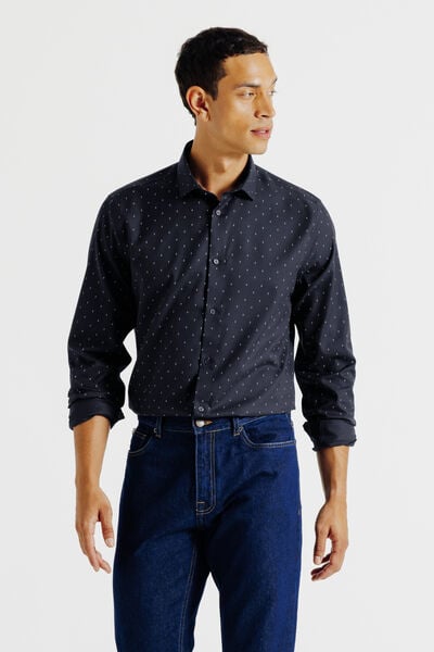 Chemise sans repassage en coton imprimée