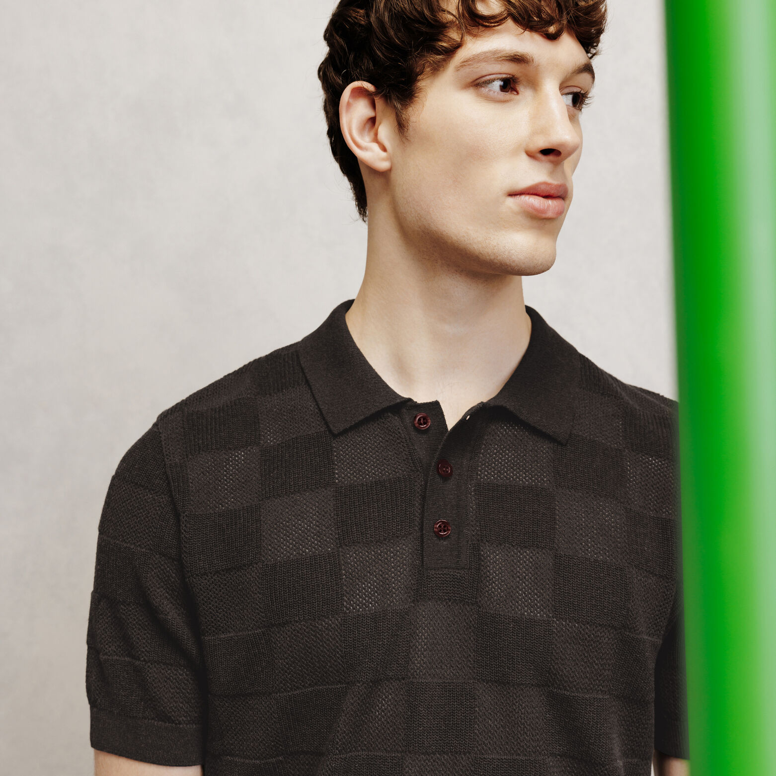 Polo en maille point damier