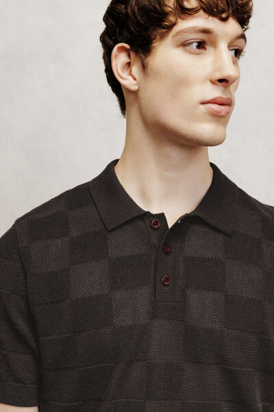 Polo en maille point damier