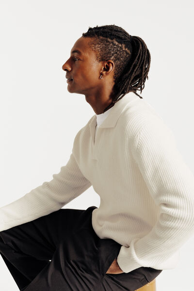 Polo en maille manches longues col resort