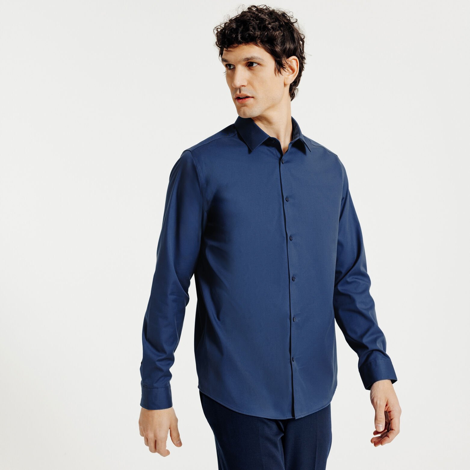 Strijkvrij regular fit hemd in katoen