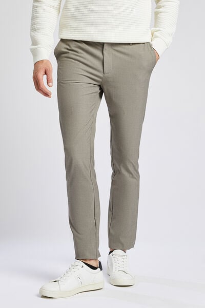 Pantalon slim chino taille élastiquée bi-stretch Beige
