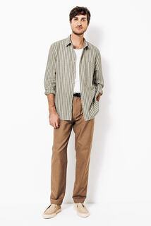 Chemise en coton lin rayée