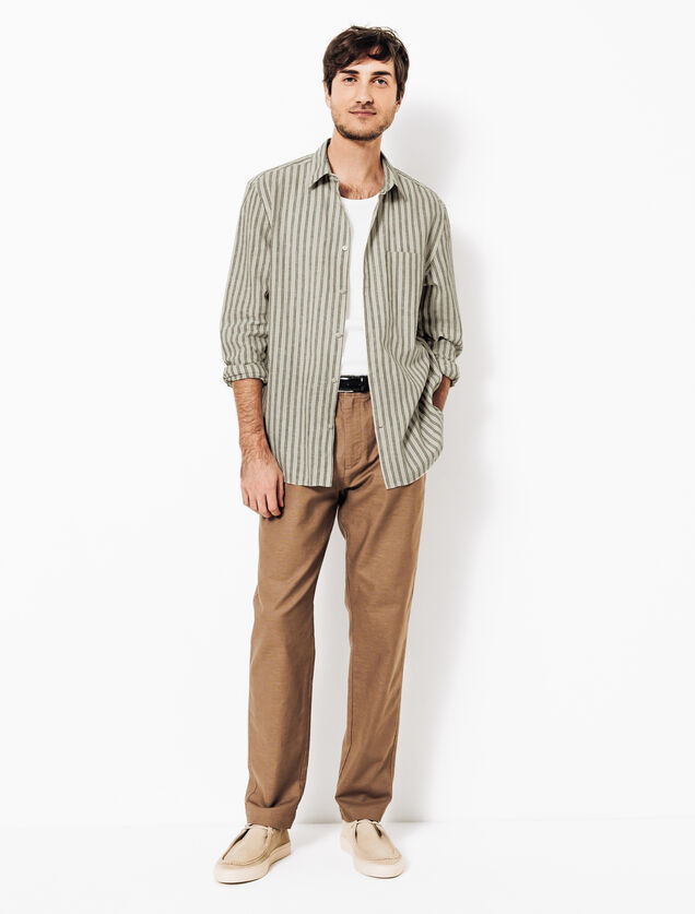 Chemise en coton lin rayée