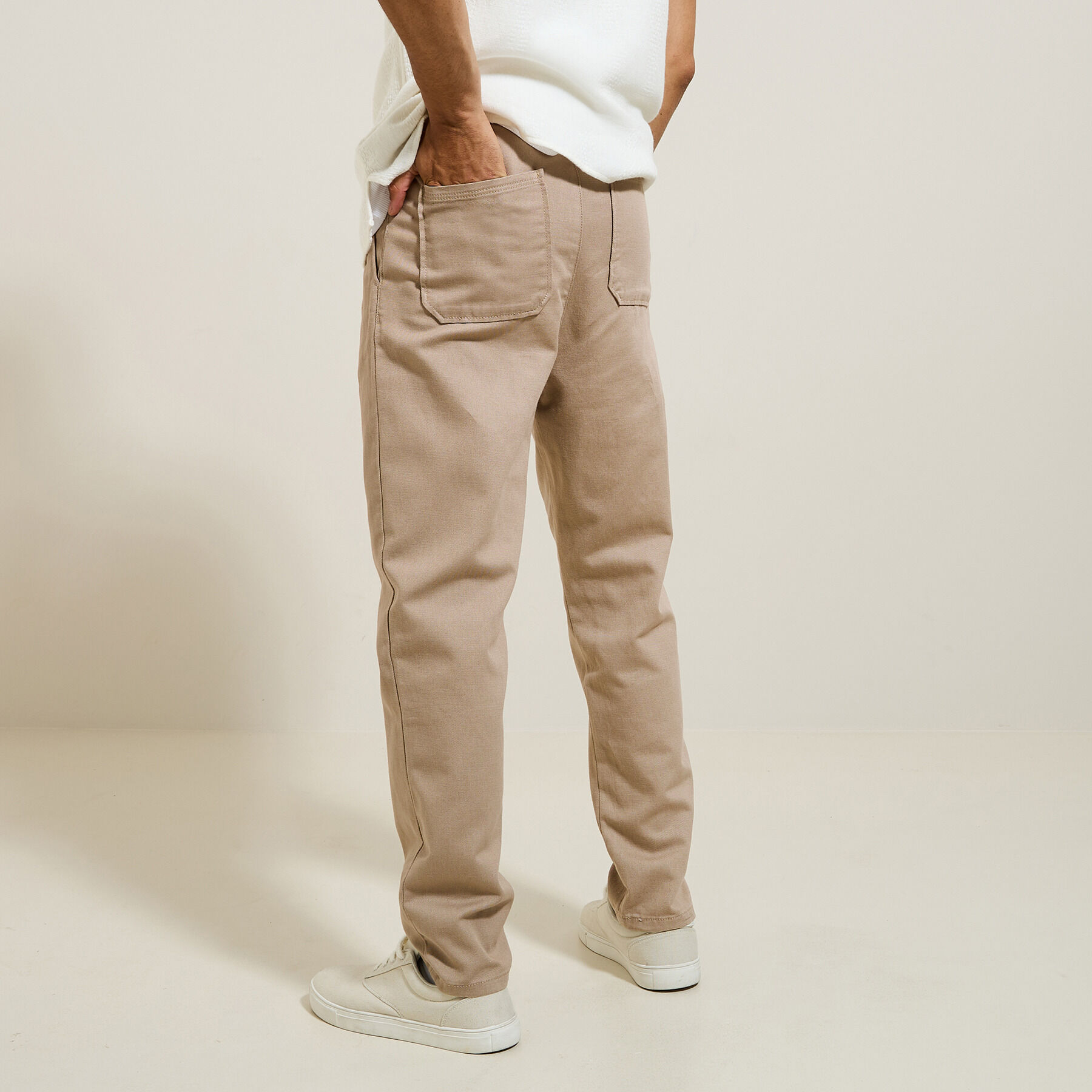 Pantalon jogger contenant du lin Beige Jules
