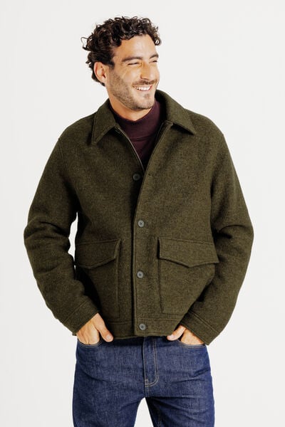 Blouson en laine col chemise