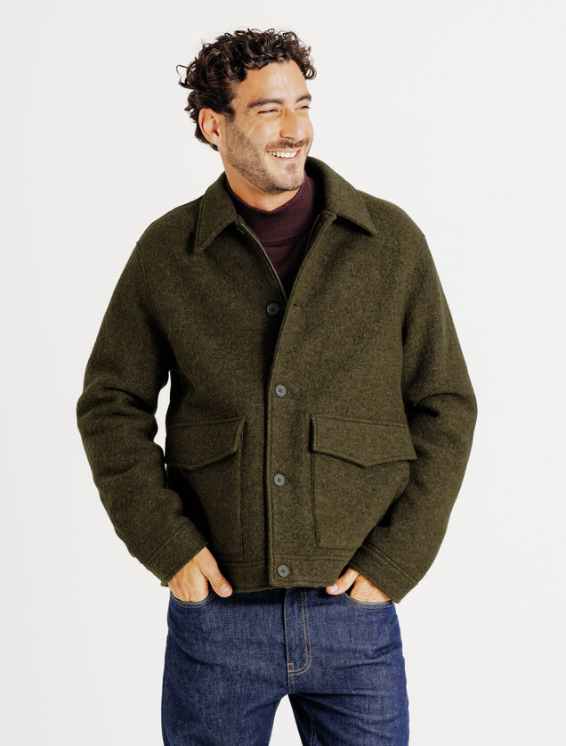 Blouson en laine col chemise