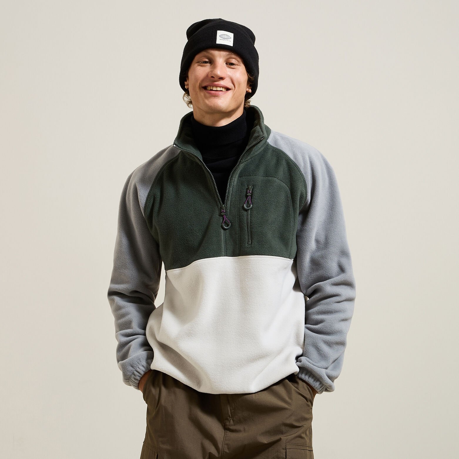 Fleecesweater met opstaande ritskraag