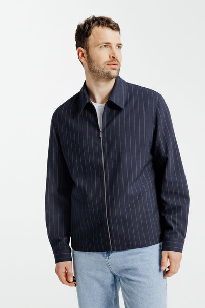 Veste col chemise zipp&eacute;e ray&eacute;e