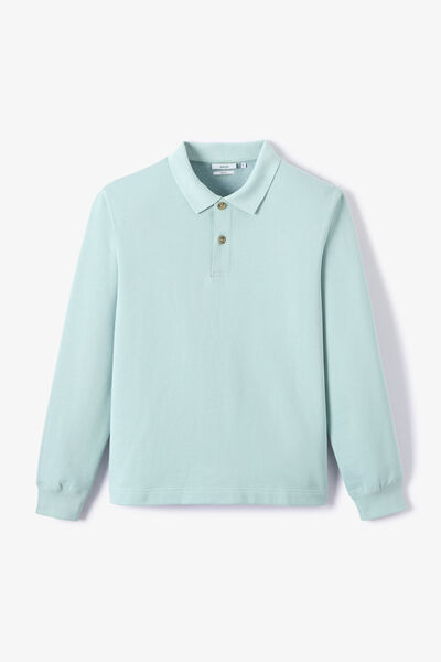 Sweat col polo boutonn&eacute; molleton uni
