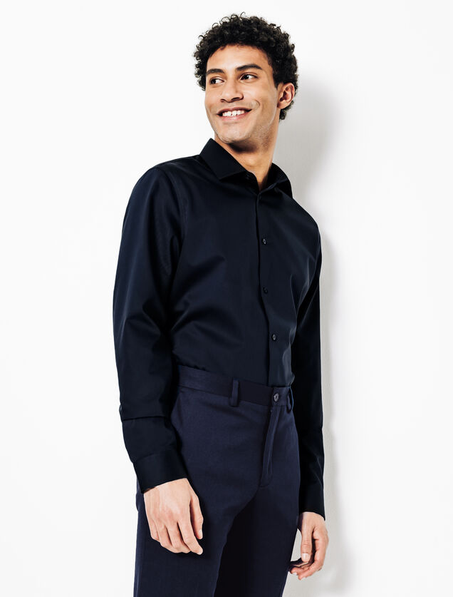 Chemise sans repassage en coton unie slim