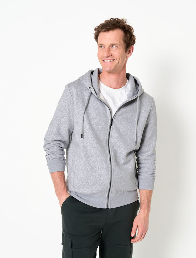 Sweat à capuche zippé uni