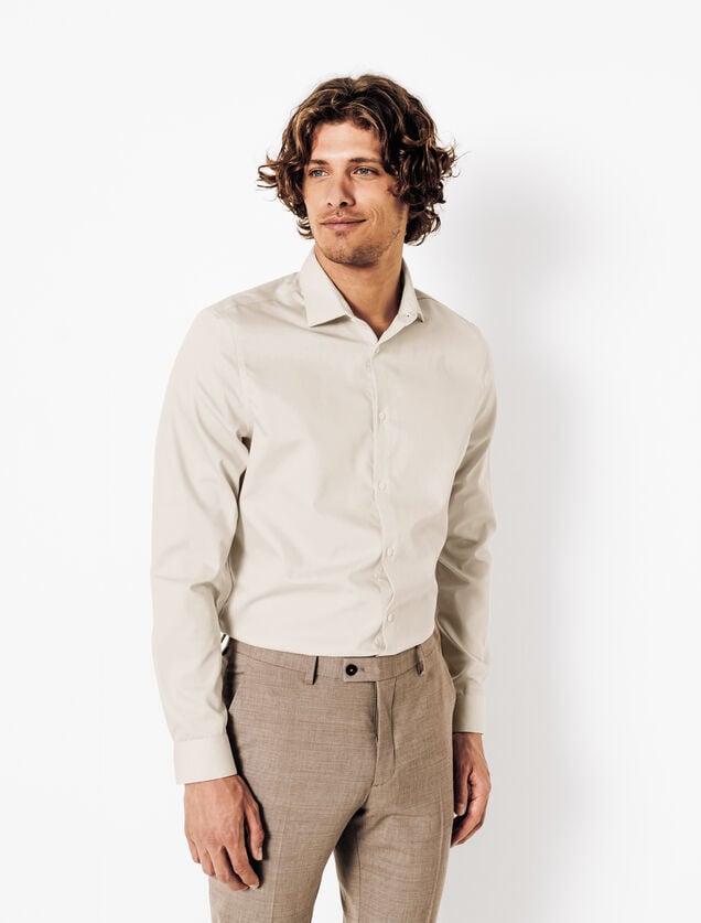 Chemise sans repassage en coton unie slim