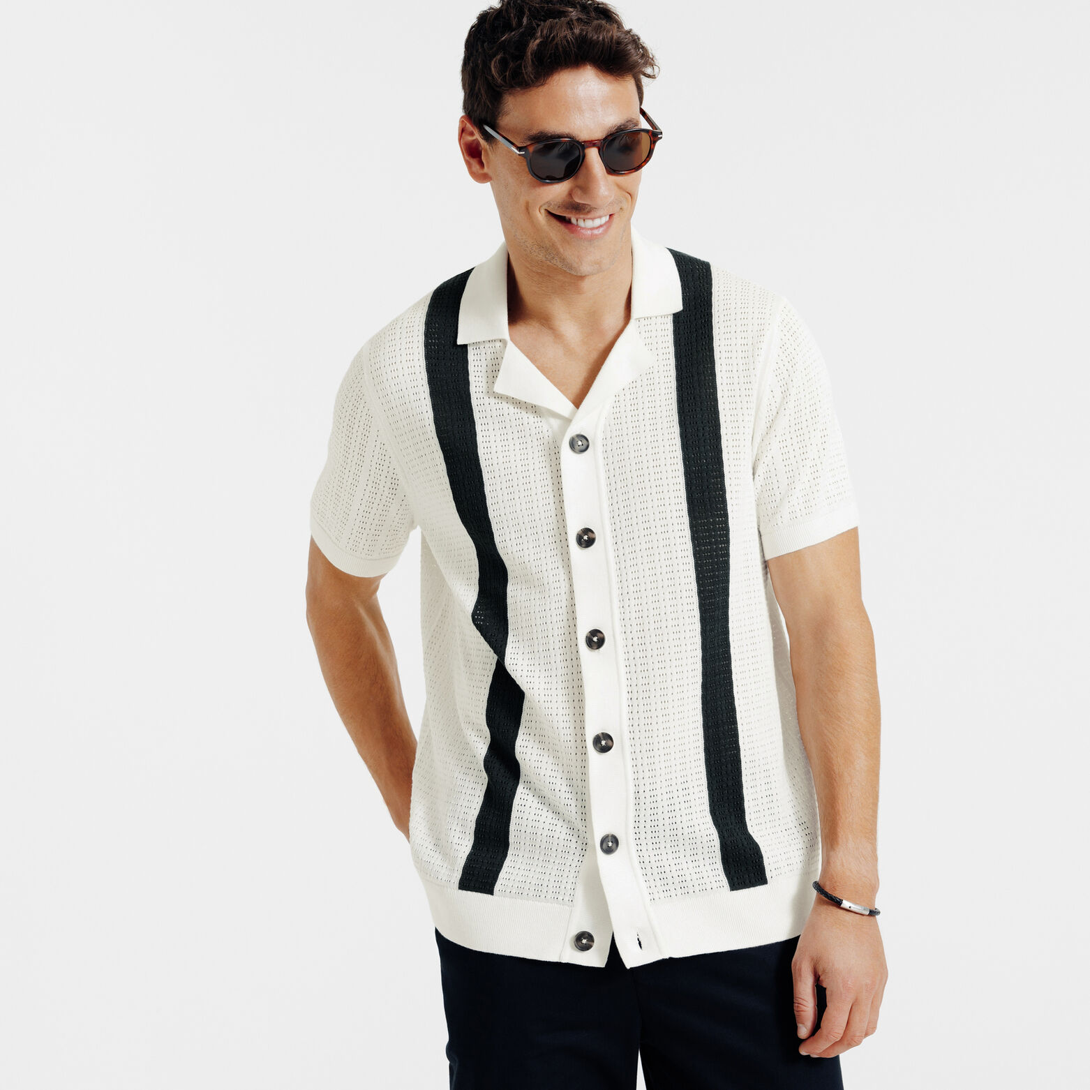 Gestreept hemdje in tricot met polokraag