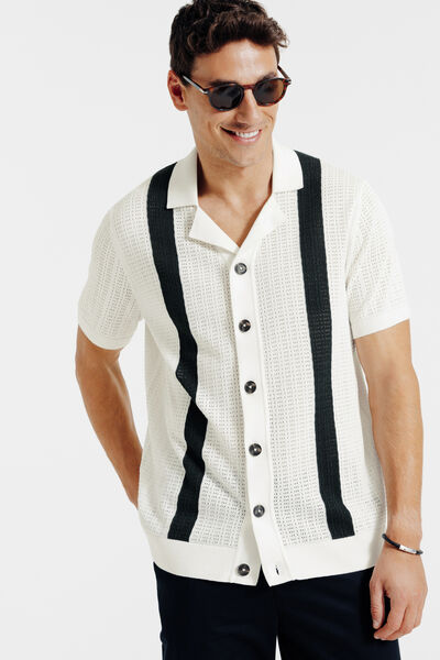Gestreept hemdje in tricot met polokraag