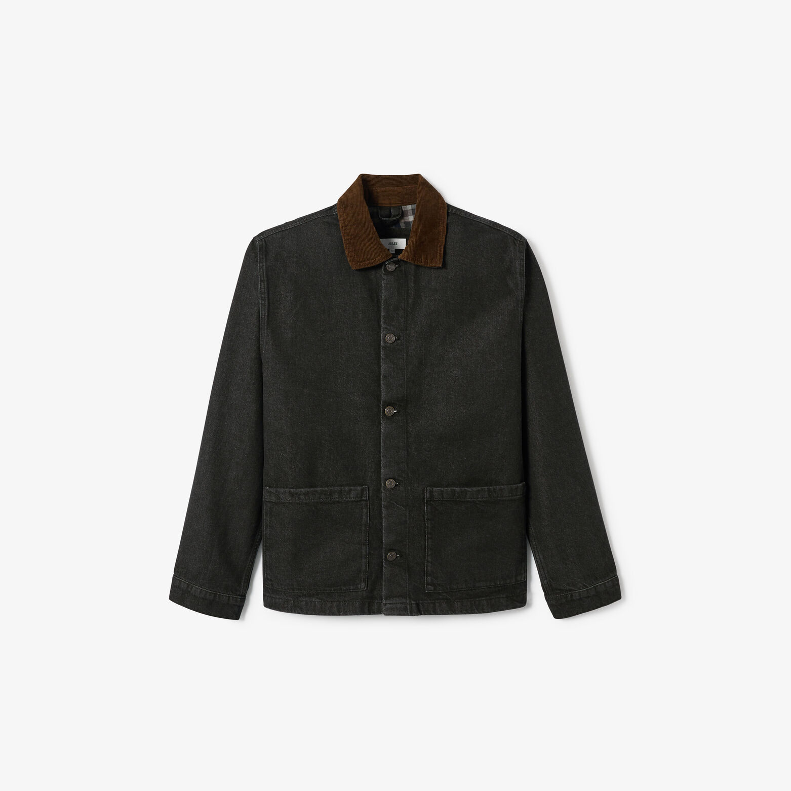 Jeansjas met fluwelen hemdkraag