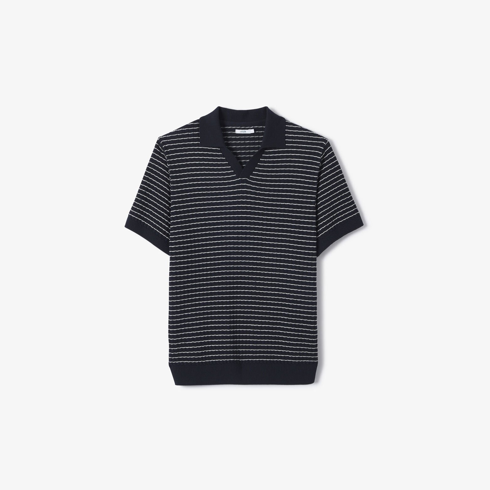 Pull manches courtes col polo resort ray&eacute; relief&eacute;