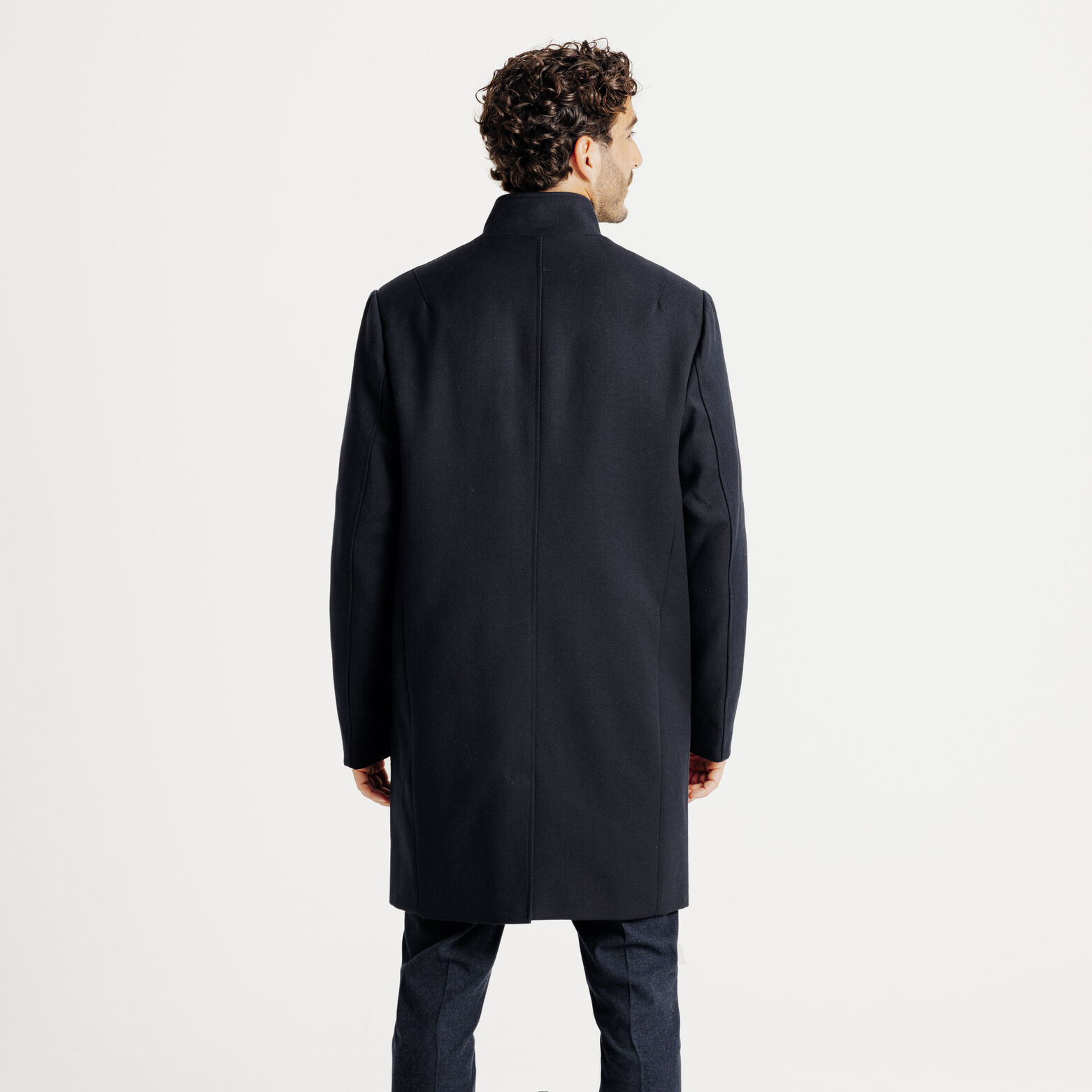 Lange wintermantel met opstaande kraag