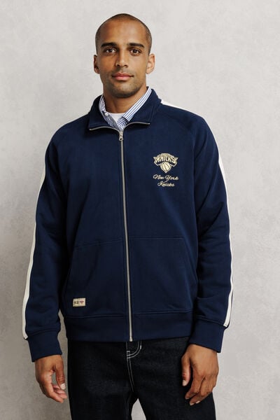 Sweat zipp&eacute; brod&eacute; New York Knicks licence NBA