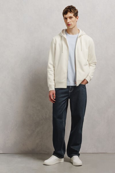 Sweat &agrave; capuche zipp&eacute; molleton uni