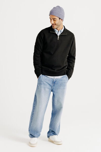 Sweat col montant zippé uni