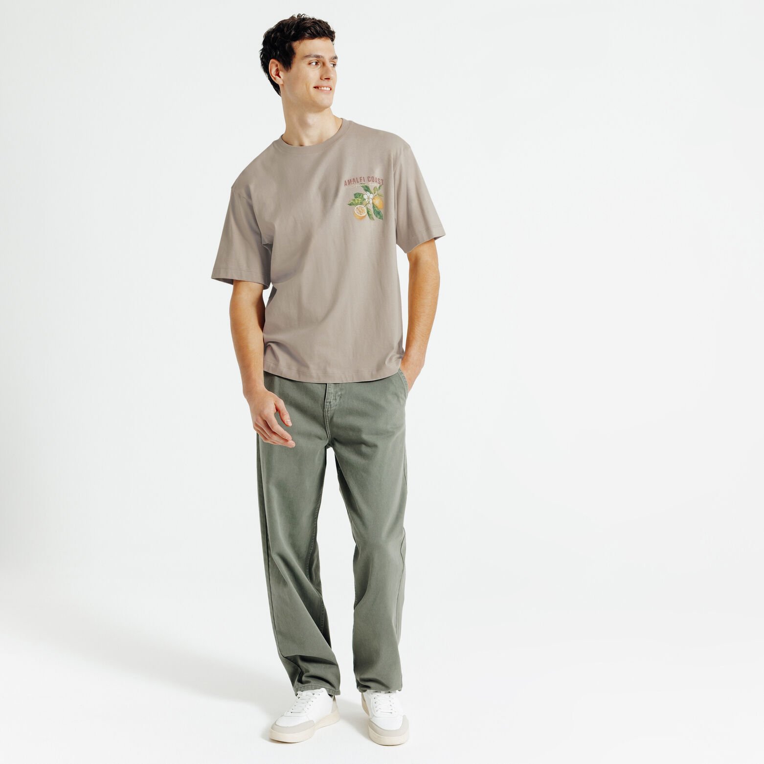 T-shirt met citroenprint voor-en achteraan