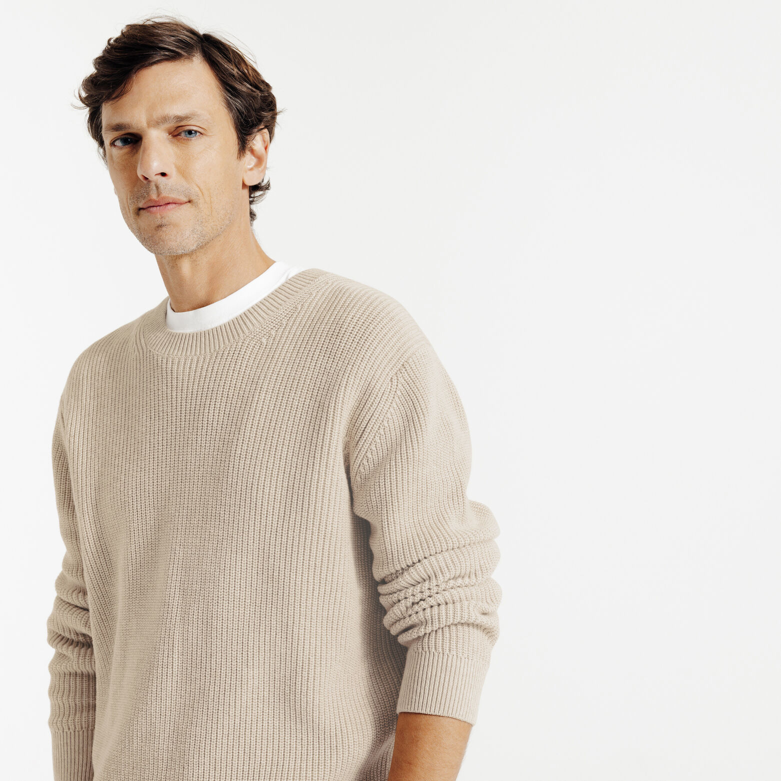 Pull col rond en côte