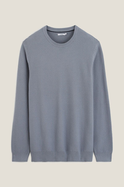 Pull col rond jeux de points fantaisie