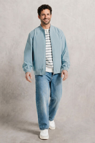 Gestreepte trui korte mouwen met resort polokraag