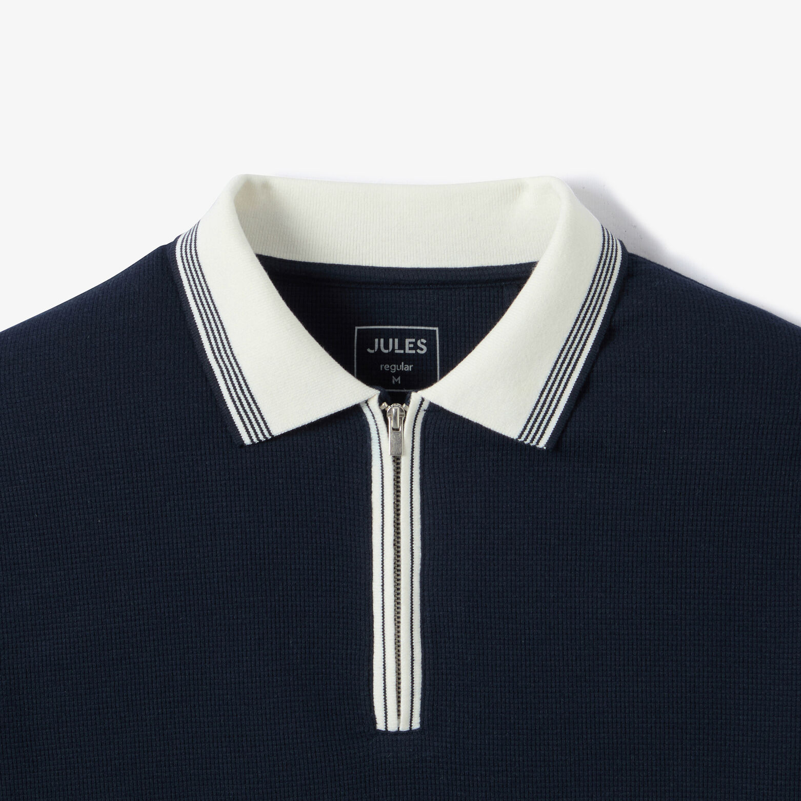 Polo manches courtes col zipp&eacute; gaufr&eacute;