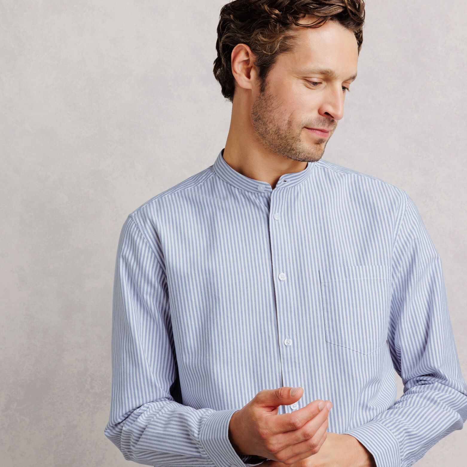 Chemise oxford col mao ray&eacute;e