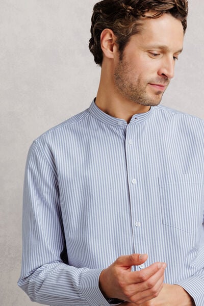 Chemise oxford col mao ray&eacute;e