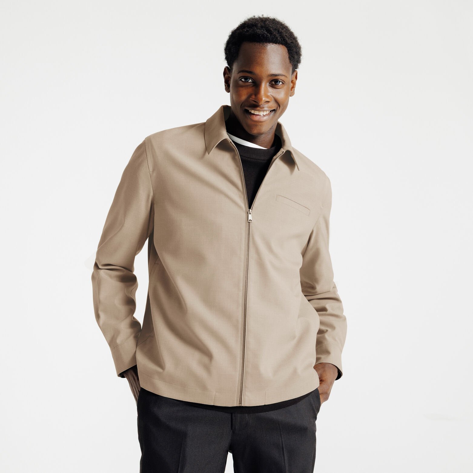 Veste col chemise zipp&eacute;e