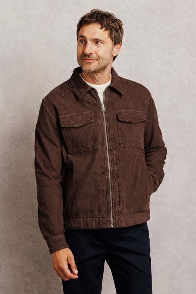 Veste zipp&eacute;e en velours col chemise 100% coton