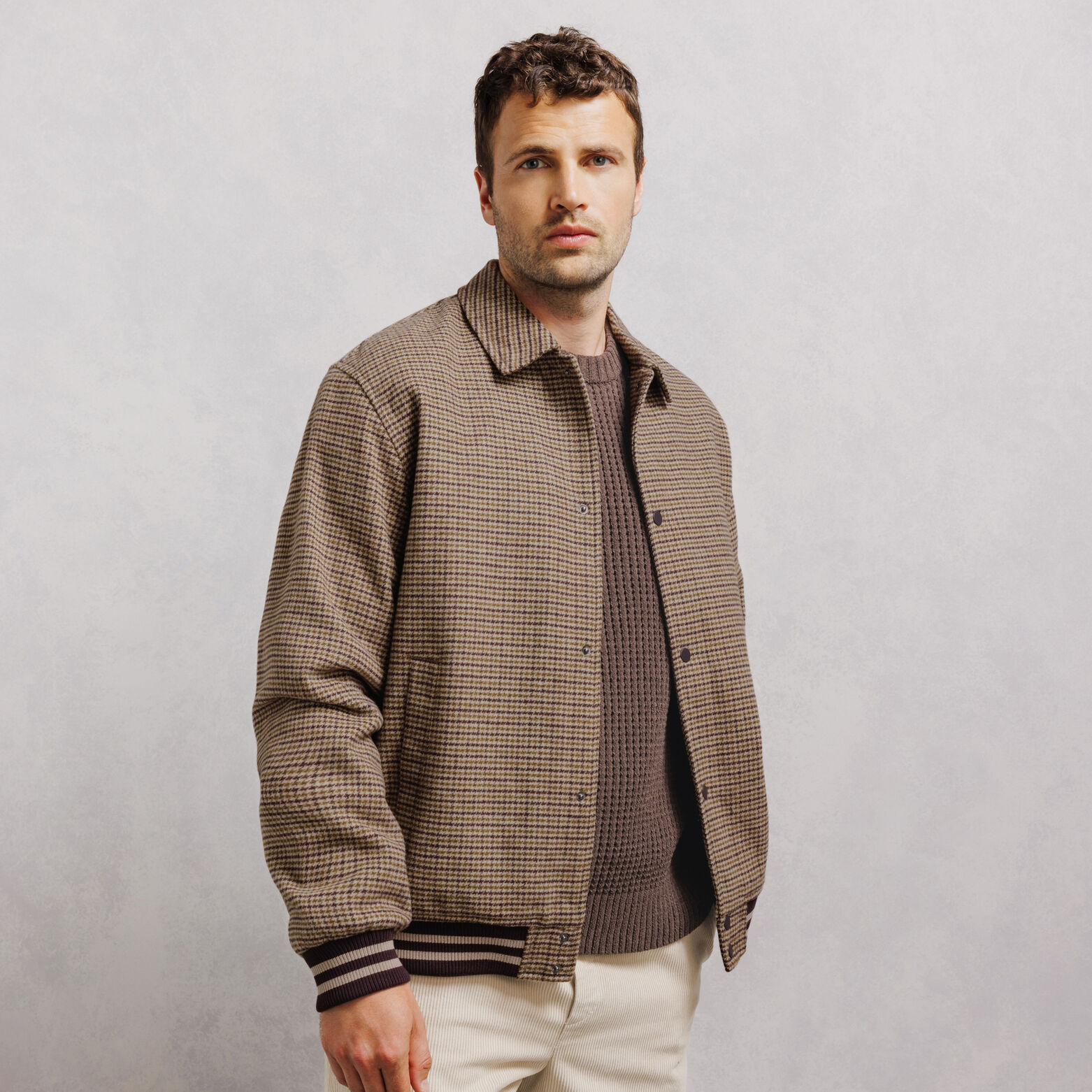 Blouson met hemdkraag en pied-de-poule