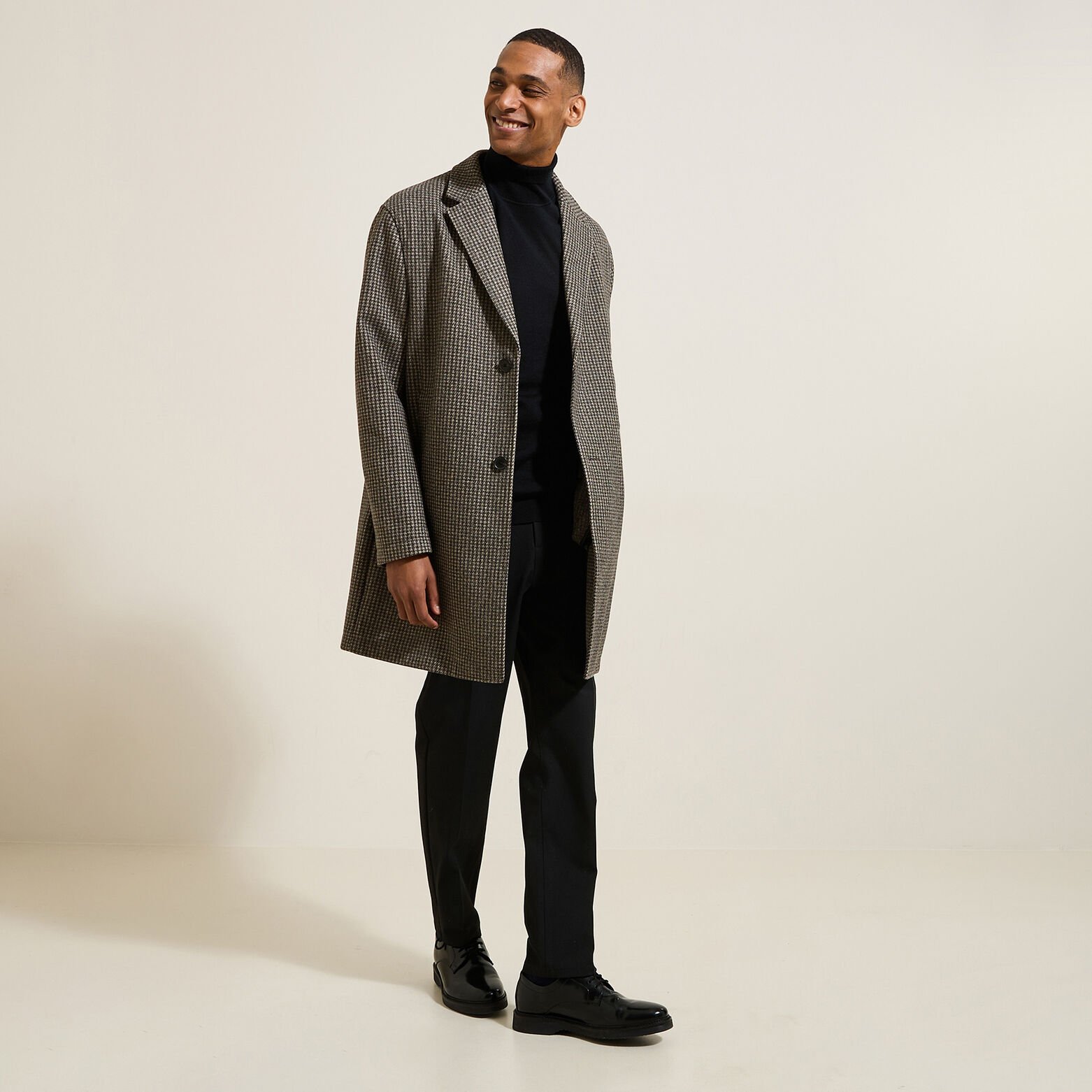 Manteau hiver long col tailleur