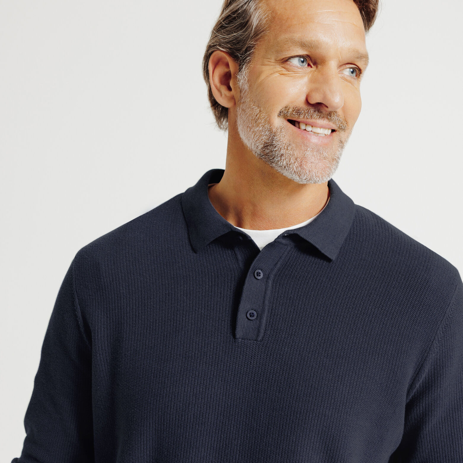 Polo en maille col boutonné jeux de points